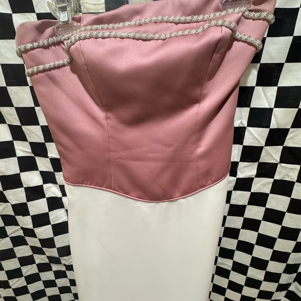 Alfred Angelo Pink and White Sheath Cocktail Dress